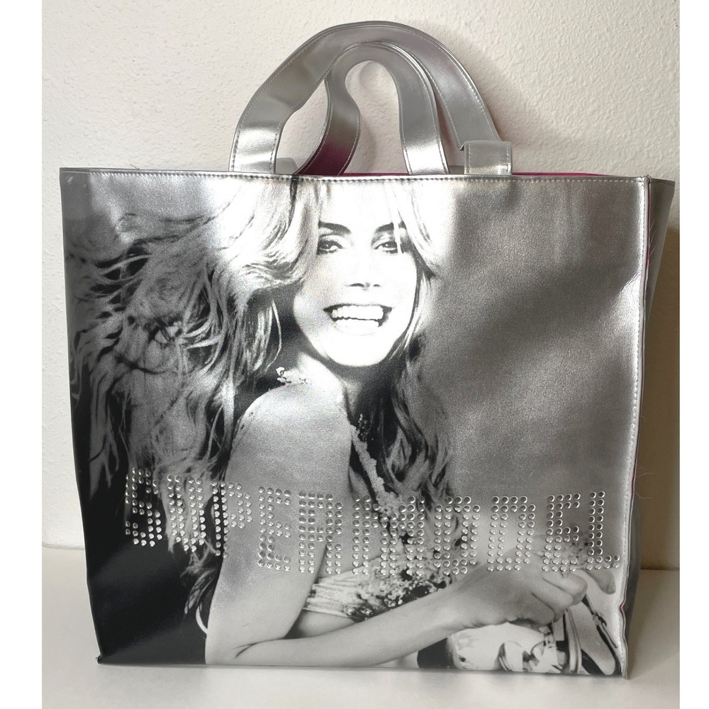 Victoria Secret Womens Tote Bag Supermodel Heidi Klum Large Silver